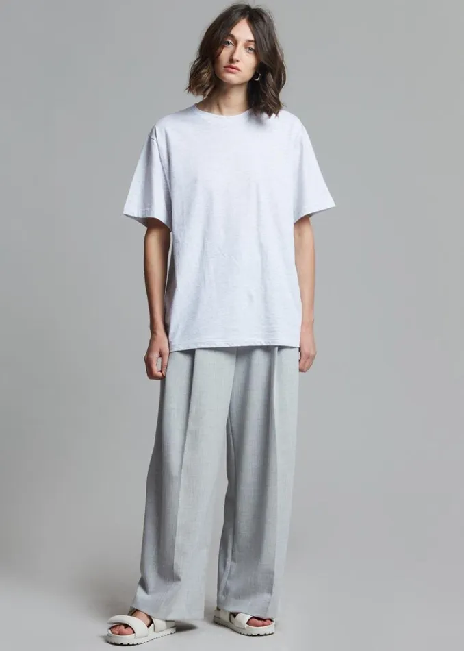 The Frankie Shop Lilou Simple Tee 8211 Light Grey Melange Shop Tops