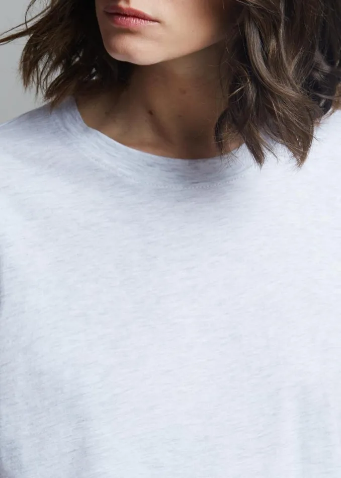 The Frankie Shop Lilou Simple Tee 8211 Light Grey Melange Shop Tops