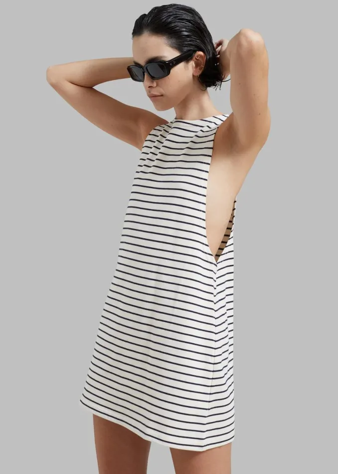 The Frankie Shop Lindsay Halter Dress 8211 Navy Stripe Shop Dresses