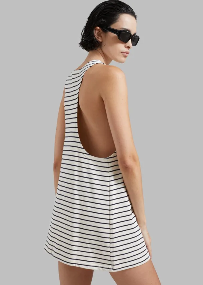 The Frankie Shop Lindsay Halter Dress 8211 Navy Stripe Shop Dresses