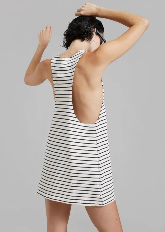 The Frankie Shop Lindsay Halter Dress 8211 Navy Stripe Shop Dresses