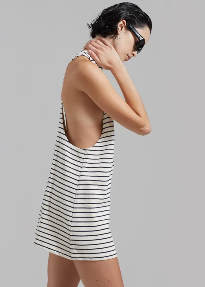 The Frankie Shop Lindsay Halter Dress 8211 Navy Stripe Shop Dresses