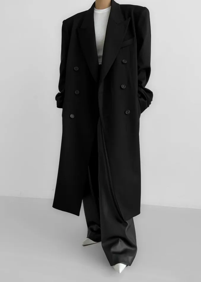 The Frankie Shop London Double Breasted Coat 8211 Black Shop Outerwear