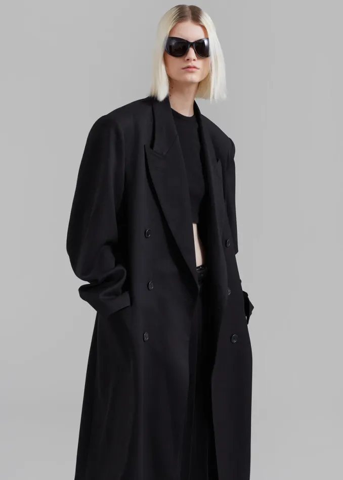 The Frankie Shop London Double Breasted Coat 8211 Black Shop Outerwear