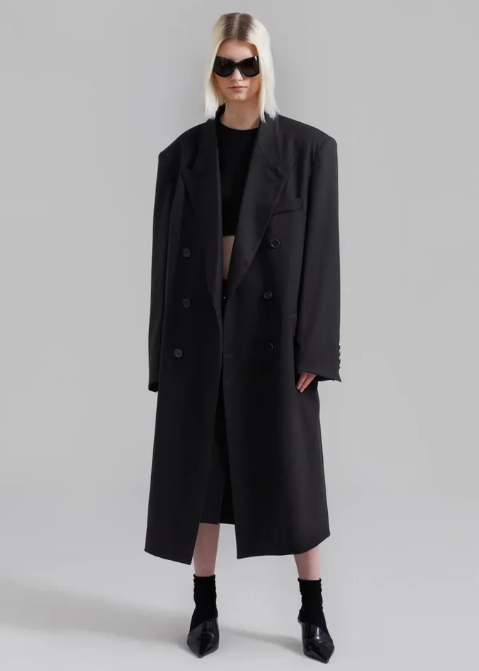 The Frankie Shop London Double Breasted Coat 8211 Black Shop Outerwear