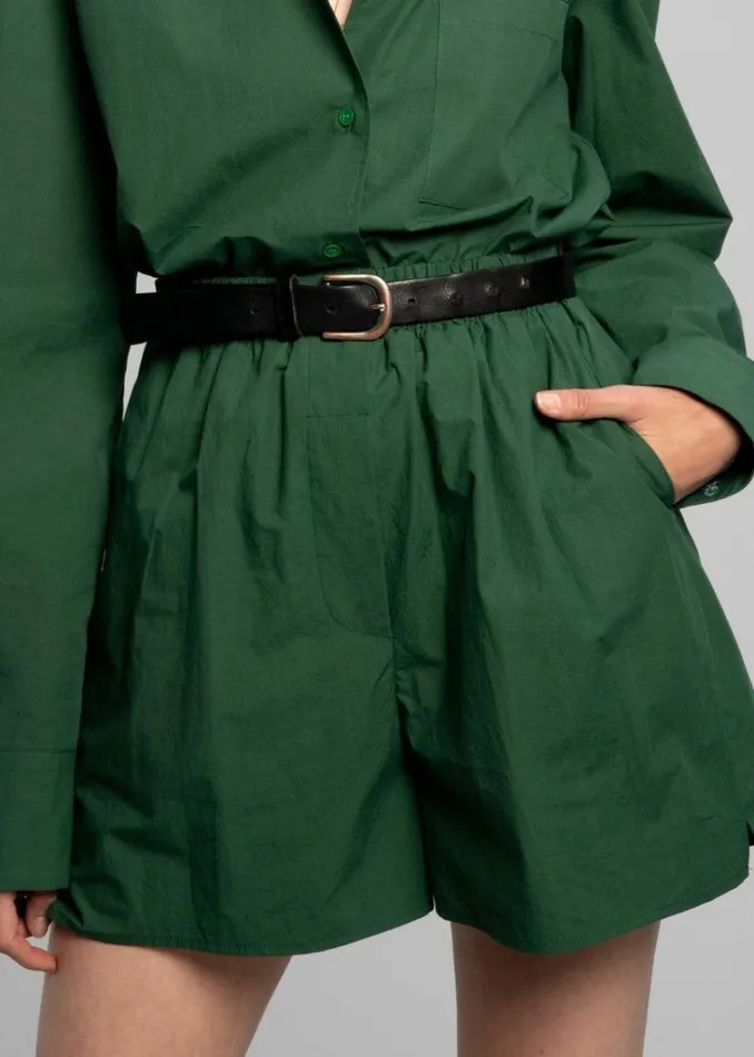 The Frankie Shop Lui Organic Cotton Boxer Short 8211 Hunter Green Shop Bottoms
