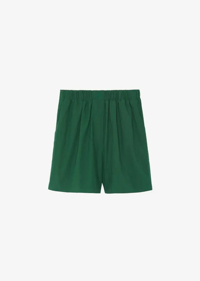 The Frankie Shop Lui Organic Cotton Boxer Short 8211 Hunter Green Shop Bottoms