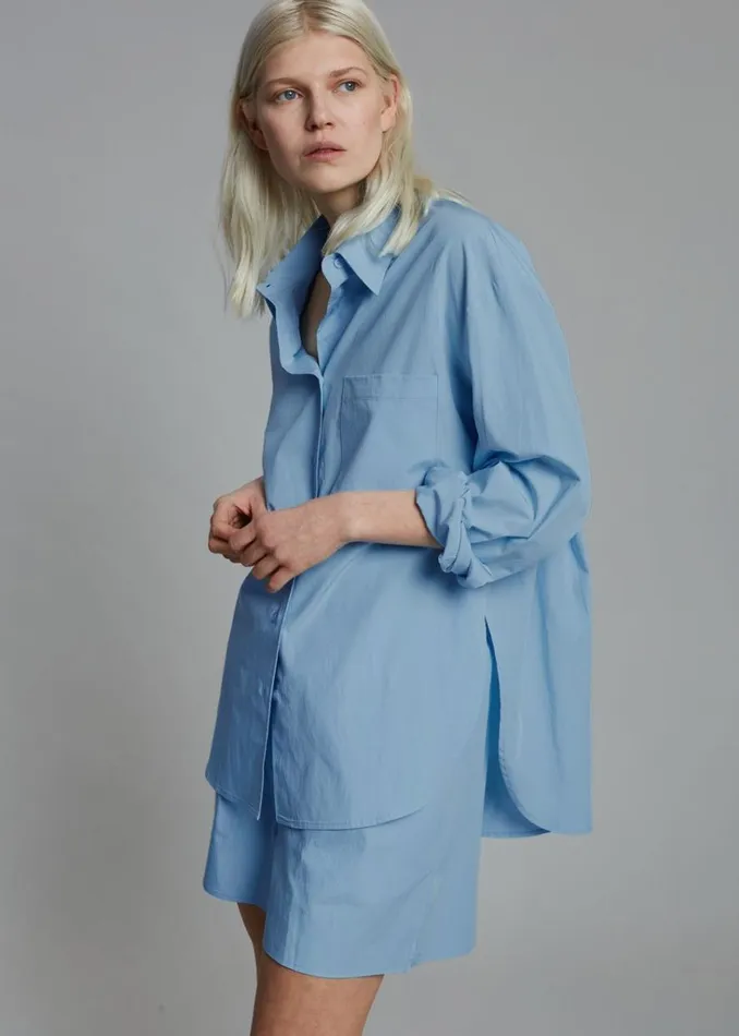 The Frankie Shop Lui Organic Cotton Shirt 8211 Blue Shop Tops