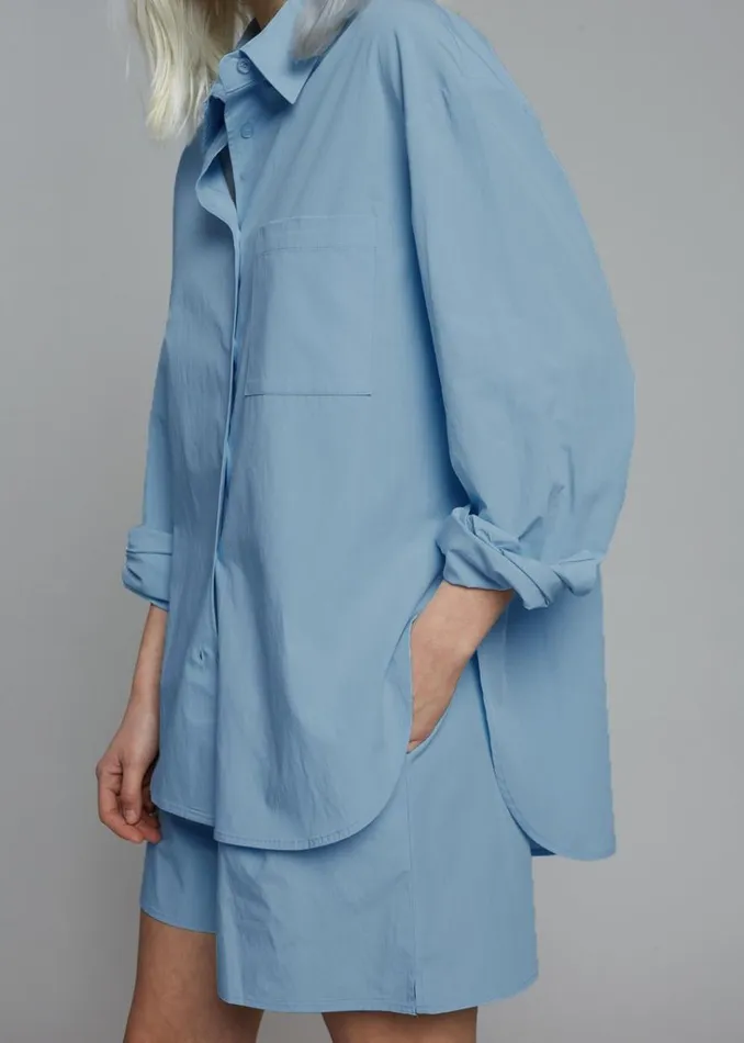 The Frankie Shop Lui Organic Cotton Shirt 8211 Blue Shop Tops