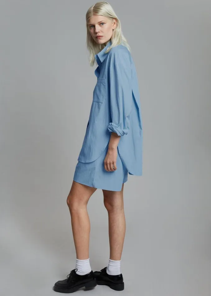 The Frankie Shop Lui Organic Cotton Shirt 8211 Blue Shop Tops