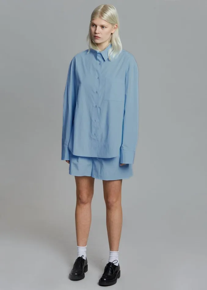 The Frankie Shop Lui Organic Cotton Shirt 8211 Blue Shop Tops