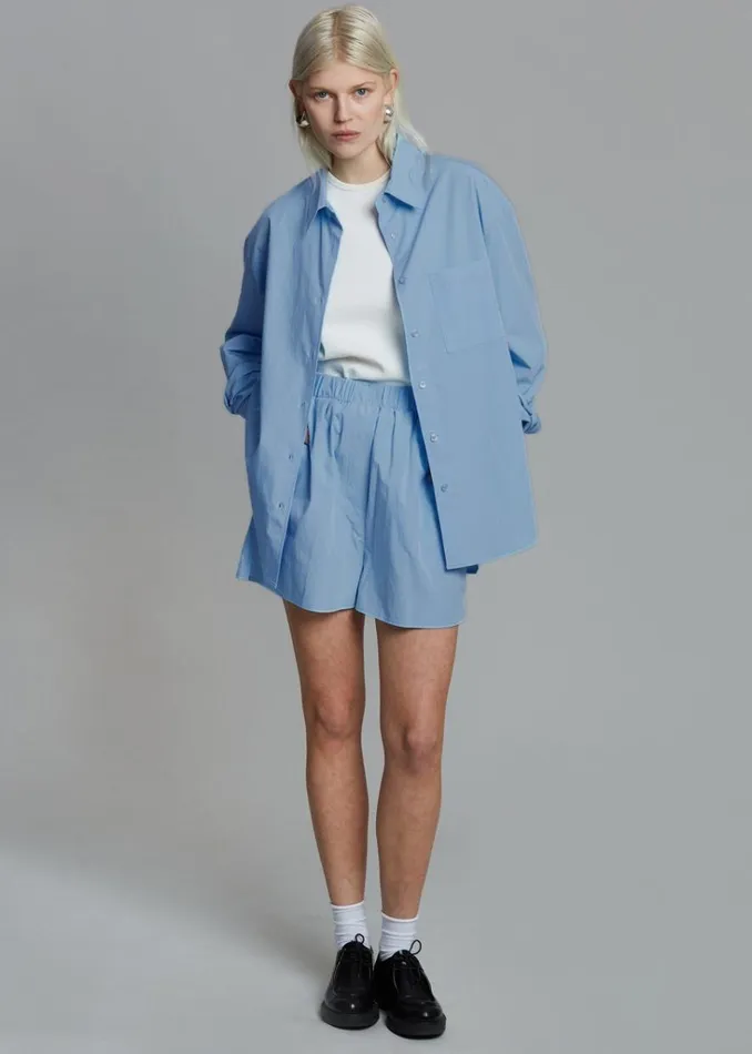 The Frankie Shop Lui Organic Cotton Shirt 8211 Blue Shop Tops