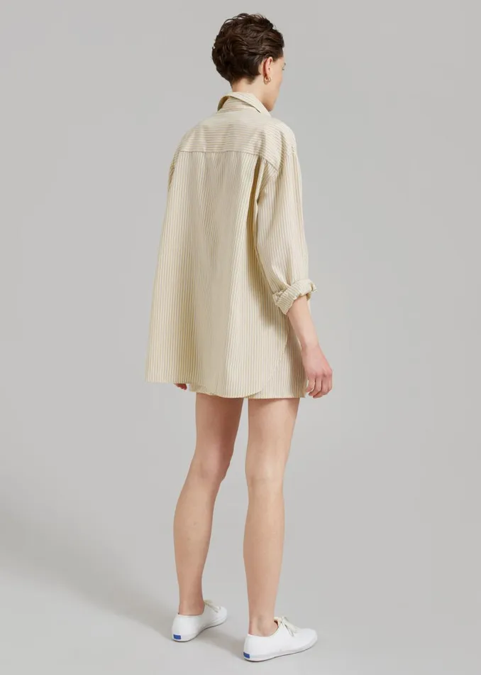 The Frankie Shop Lui Oxford Shirt 8211 Pale YellowBlack Stripe Shop Tops