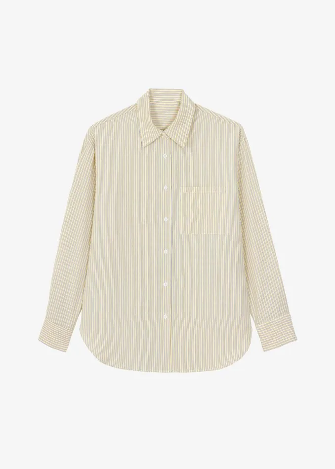 The Frankie Shop Lui Oxford Shirt 8211 Pale YellowBlack Stripe Shop Tops