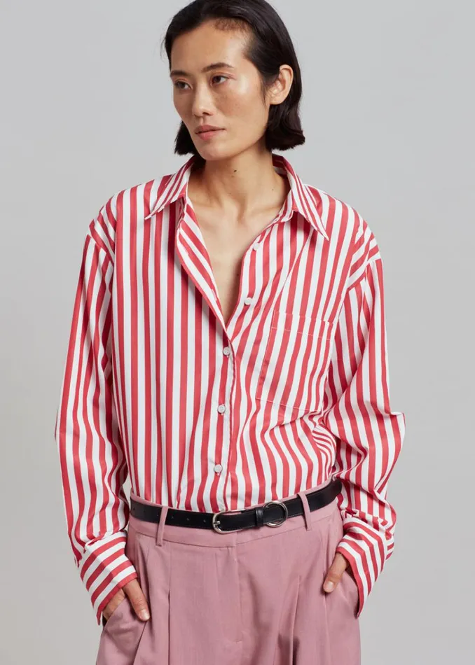 The Frankie Shop Lui Stripe Shirt 8211 Red Shop Tops