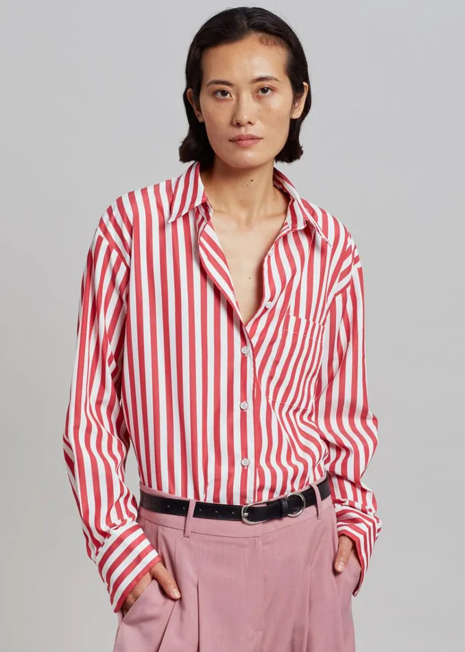 The Frankie Shop Lui Stripe Shirt 8211 Red Shop Tops