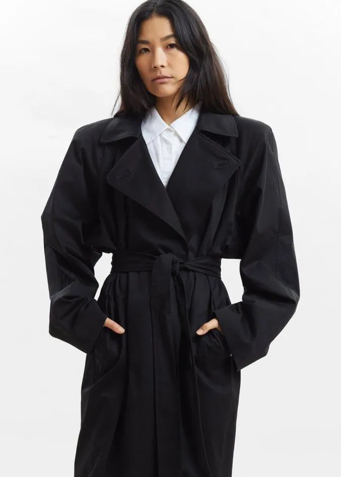The Frankie Shop Marisol Box Shoulder Trench 8211 Black Shop Outerwear