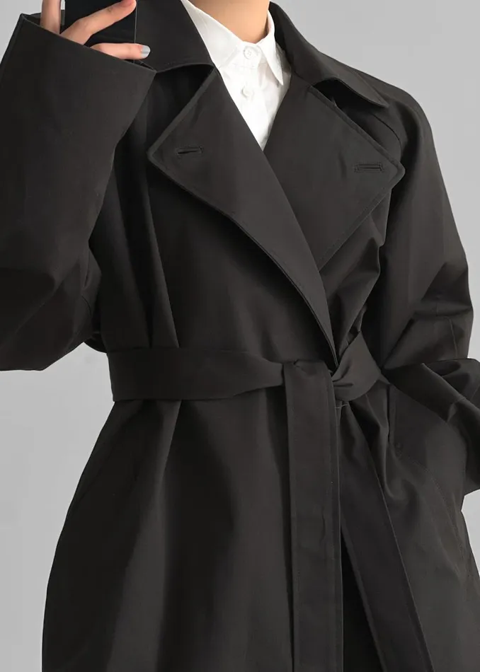 The Frankie Shop Marisol Box Shoulder Trench 8211 Black Shop Outerwear