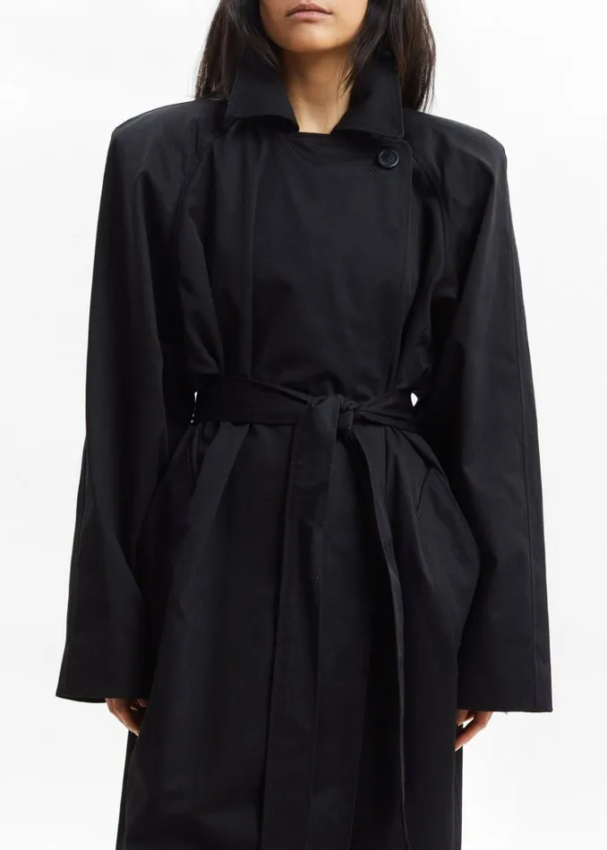 The Frankie Shop Marisol Box Shoulder Trench 8211 Black Shop Outerwear