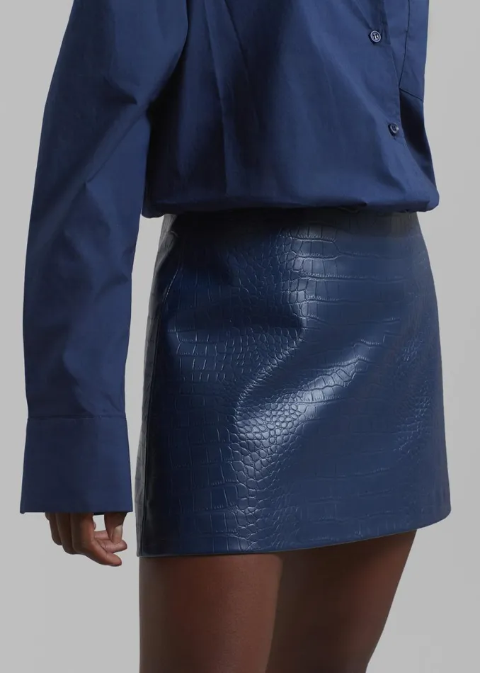 The Frankie Shop Mary CrocEffect Mini Skirt 8211 Blue Shop Bottoms