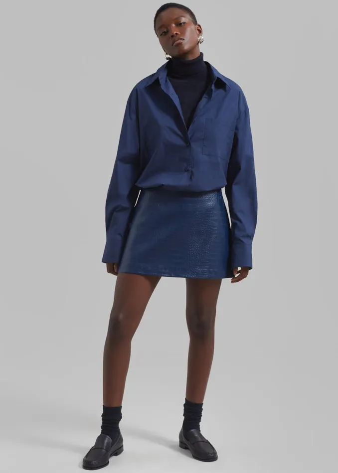The Frankie Shop Mary CrocEffect Mini Skirt 8211 Blue Shop Bottoms