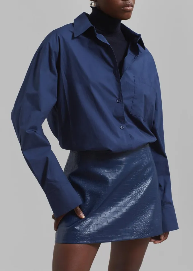 The Frankie Shop Mary CrocEffect Mini Skirt 8211 Blue Shop Bottoms