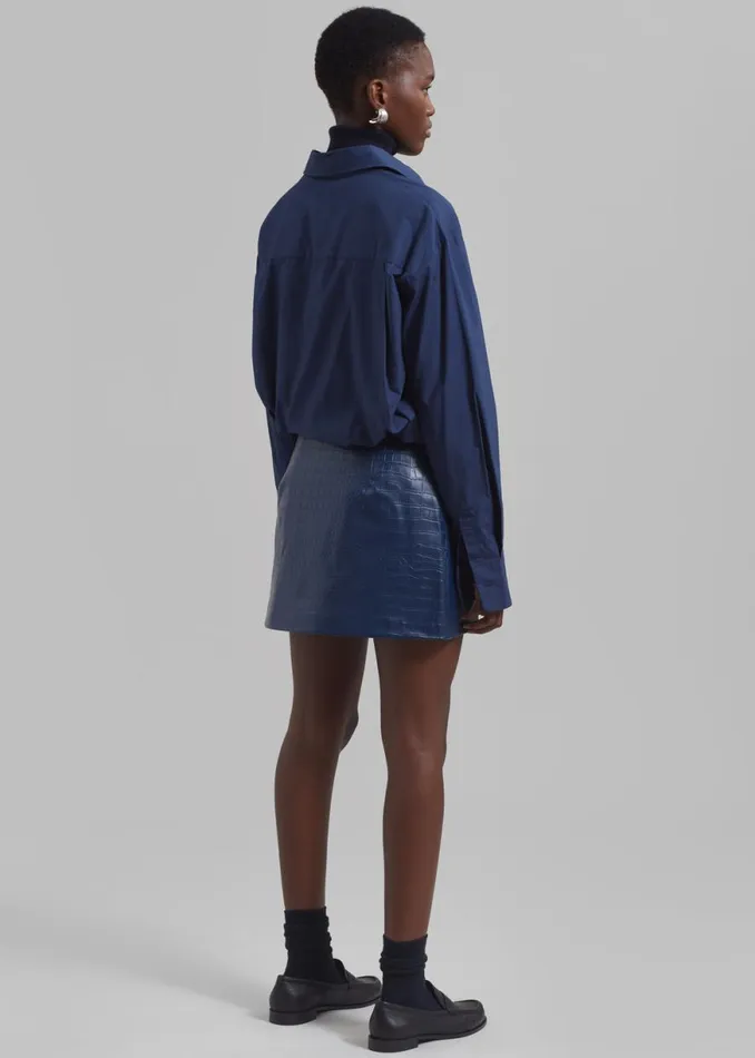 The Frankie Shop Mary CrocEffect Mini Skirt 8211 Blue Shop Bottoms