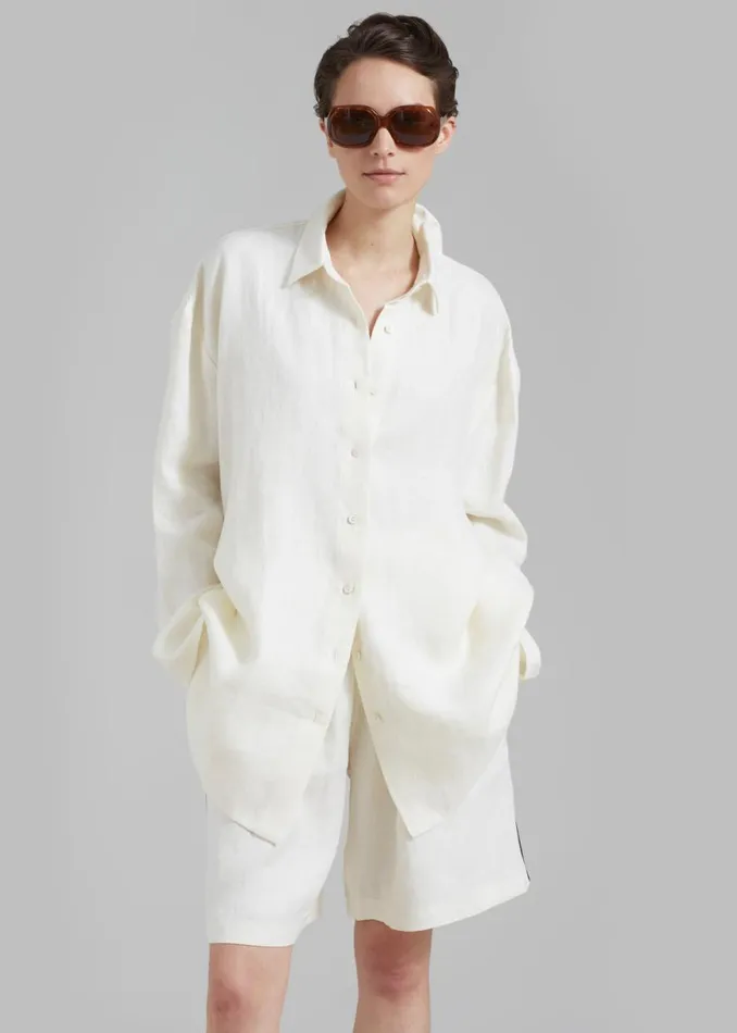 The Frankie Shop MATIN Supersized Shirt 8211 Natural Shop Tops