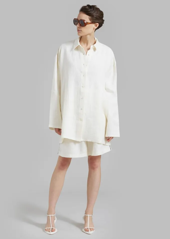 The Frankie Shop MATIN Supersized Shirt 8211 Natural Shop Tops
