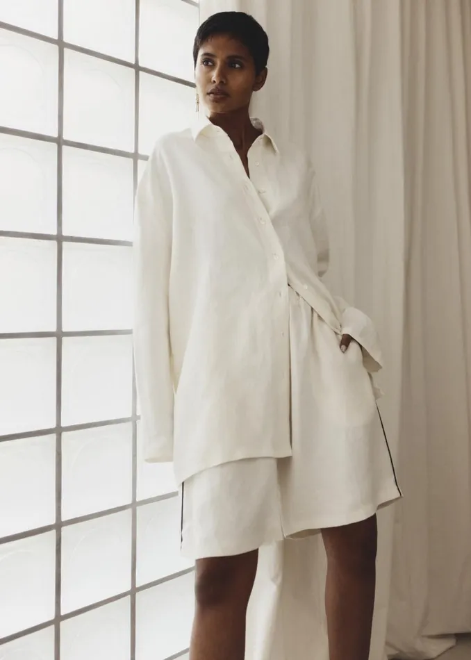 The Frankie Shop MATIN Supersized Shirt 8211 Natural Shop Tops