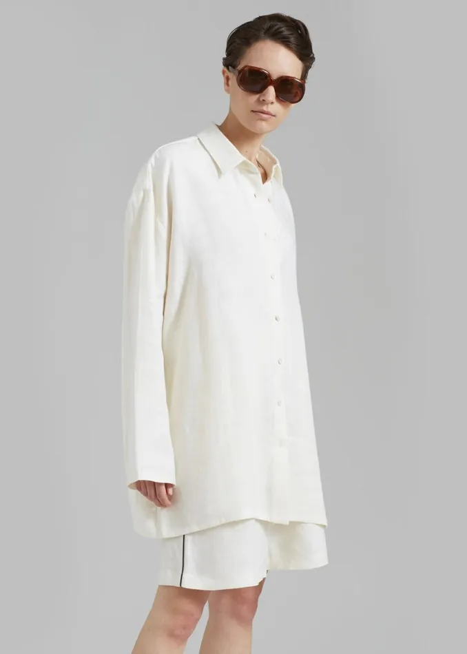 The Frankie Shop MATIN Supersized Shirt 8211 Natural Shop Tops