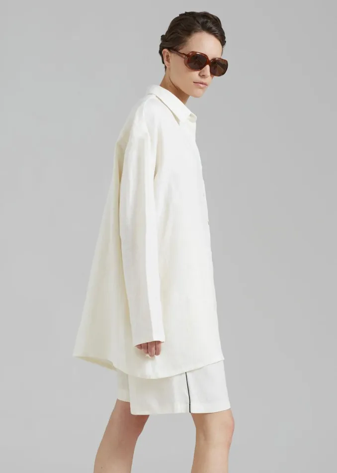 The Frankie Shop MATIN Supersized Shirt 8211 Natural Shop Tops