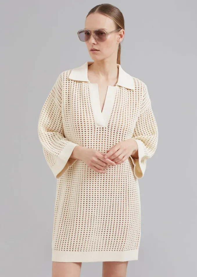 The Frankie Shop Nanushka Siya Long Sleeve Collared Dress 8211 Creme Shop Dresses