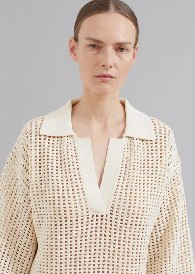 The Frankie Shop Nanushka Siya Long Sleeve Collared Dress 8211 Creme Shop Dresses