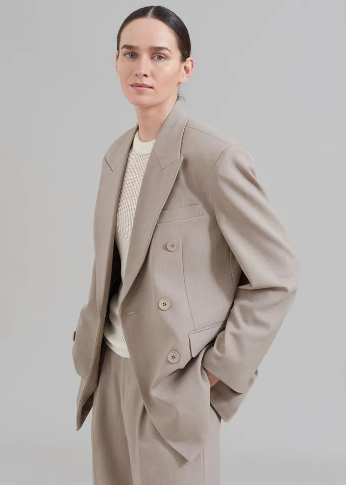The Frankie Shop Nessi Double Breasted Blazer 8211 Taupe Shop Suits
