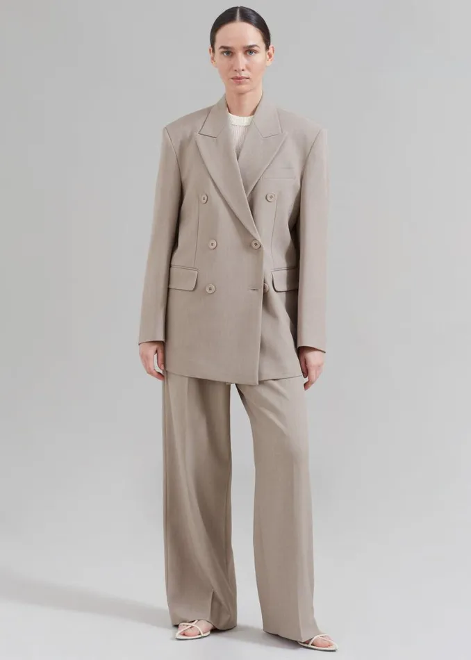The Frankie Shop Nessi Double Breasted Blazer 8211 Taupe Shop Suits