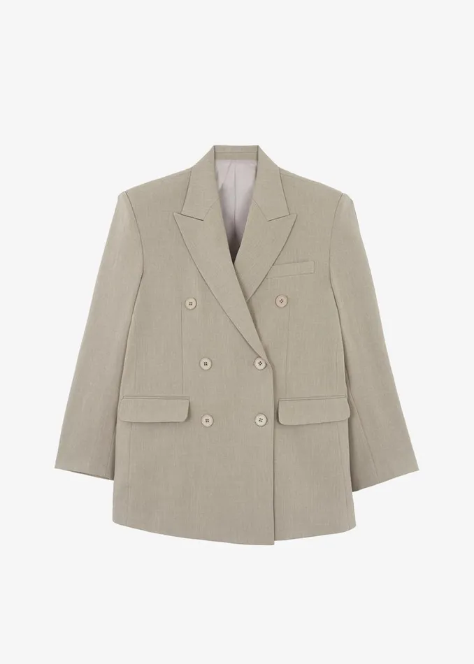 The Frankie Shop Nessi Double Breasted Blazer 8211 Taupe Shop Suits
