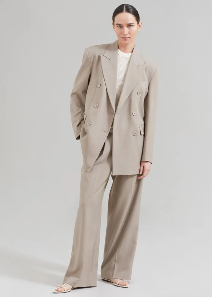 The Frankie Shop Nessi Double Breasted Blazer 8211 Taupe Shop Suits