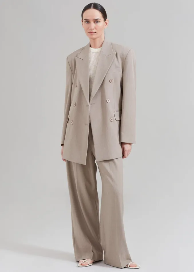 The Frankie Shop Nessi Double Breasted Blazer 8211 Taupe Shop Suits
