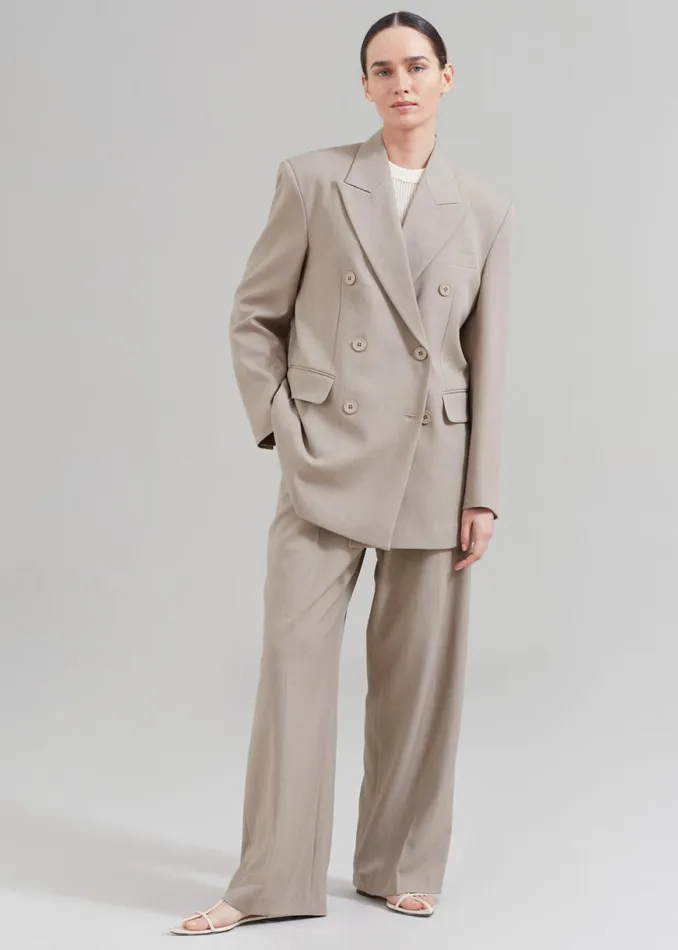 The Frankie Shop Nessi Double Breasted Blazer 8211 Taupe Shop Suits