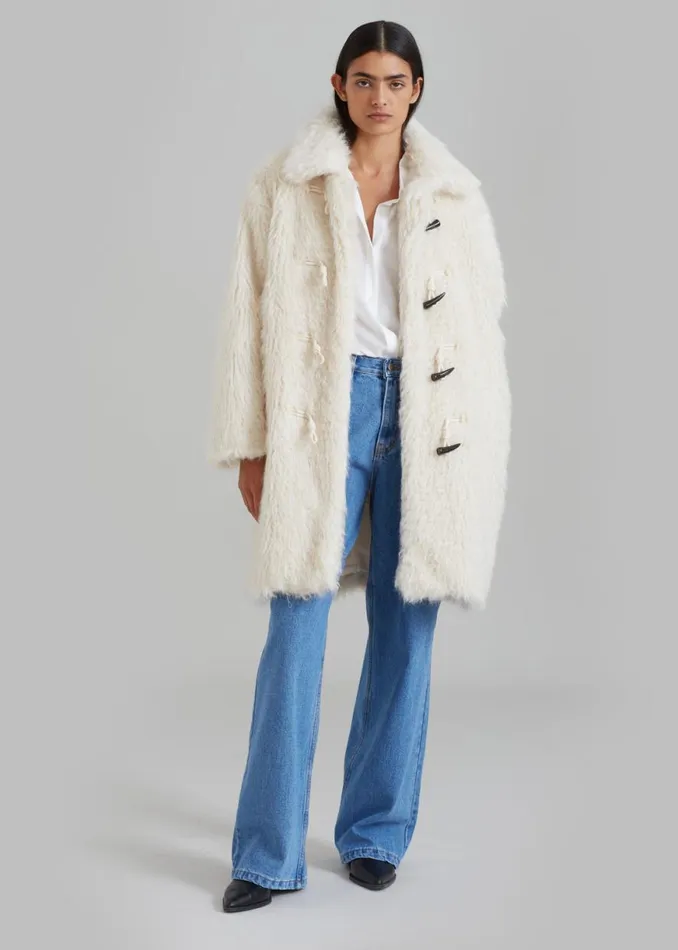 The Frankie Shop Noha Faux Fur Toggle Coat 8211 Cream Shop Outerwear