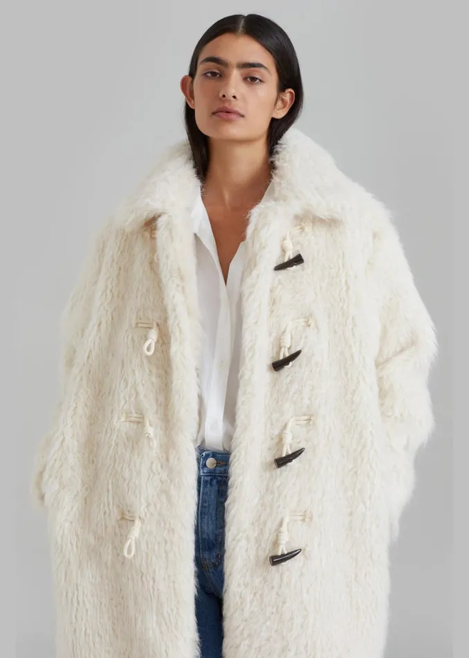 The Frankie Shop Noha Faux Fur Toggle Coat 8211 Cream Shop Outerwear