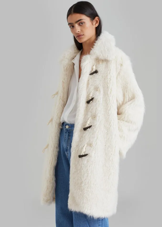 The Frankie Shop Noha Faux Fur Toggle Coat 8211 Cream Shop Outerwear