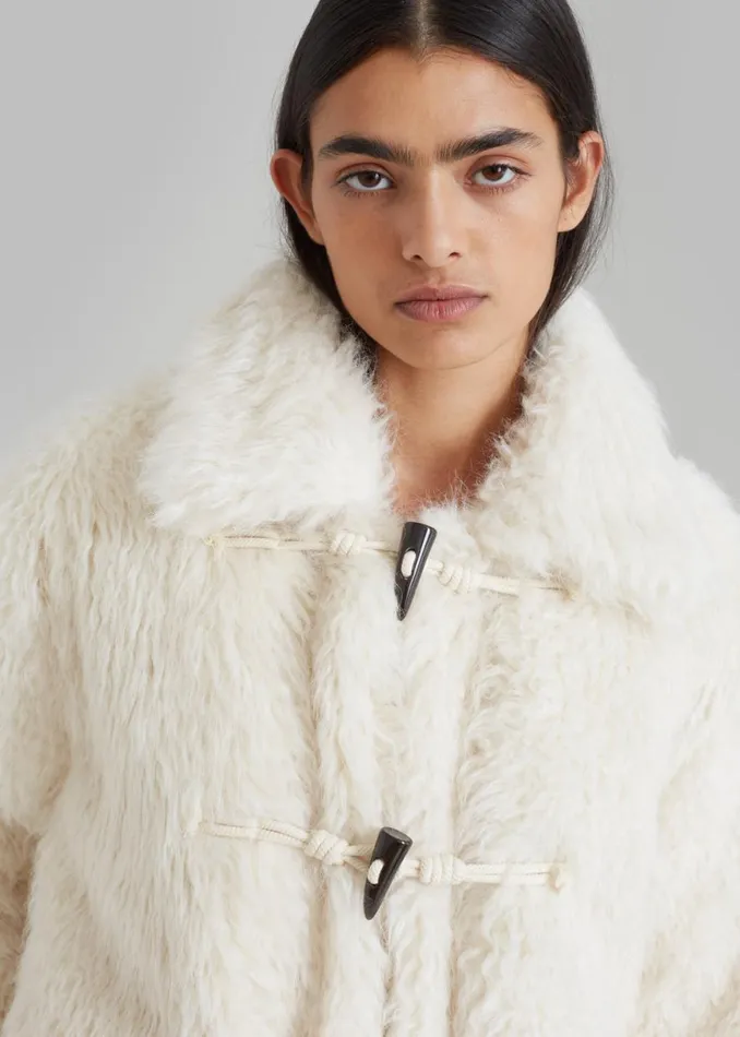 The Frankie Shop Noha Faux Fur Toggle Coat 8211 Cream Shop Outerwear