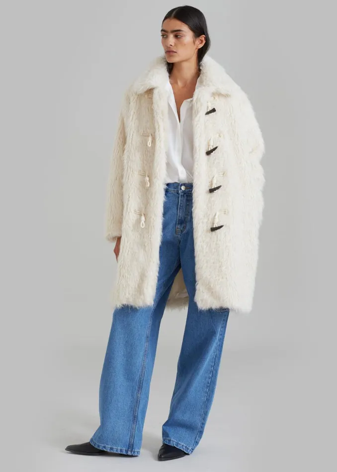 The Frankie Shop Noha Faux Fur Toggle Coat 8211 Cream Shop Outerwear