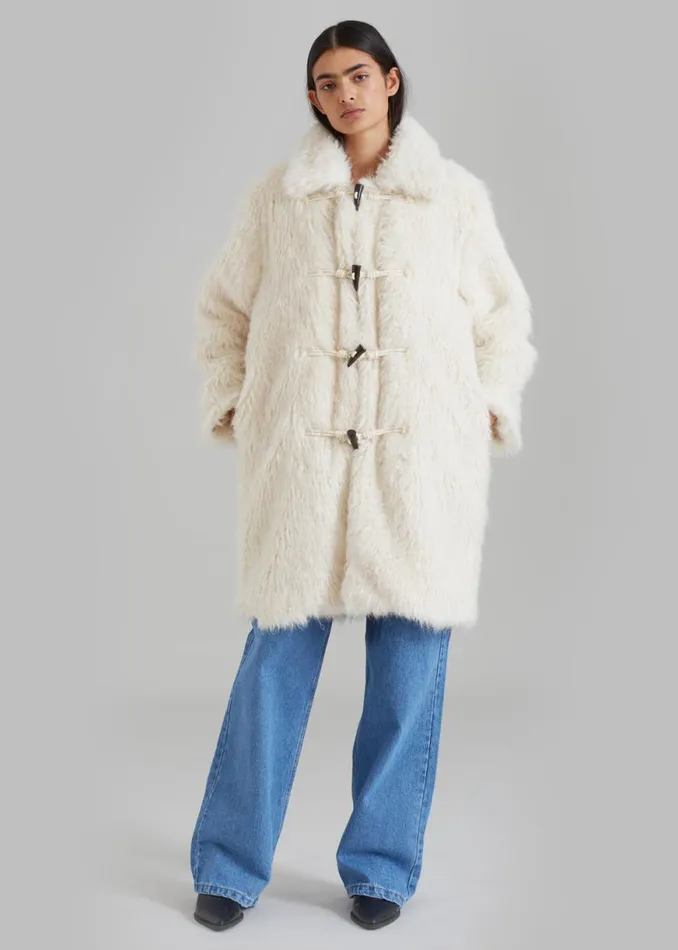 The Frankie Shop Noha Faux Fur Toggle Coat 8211 Cream Shop Outerwear
