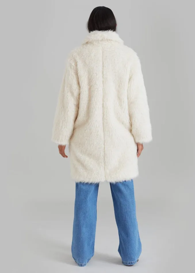 The Frankie Shop Noha Faux Fur Toggle Coat 8211 Cream Shop Outerwear