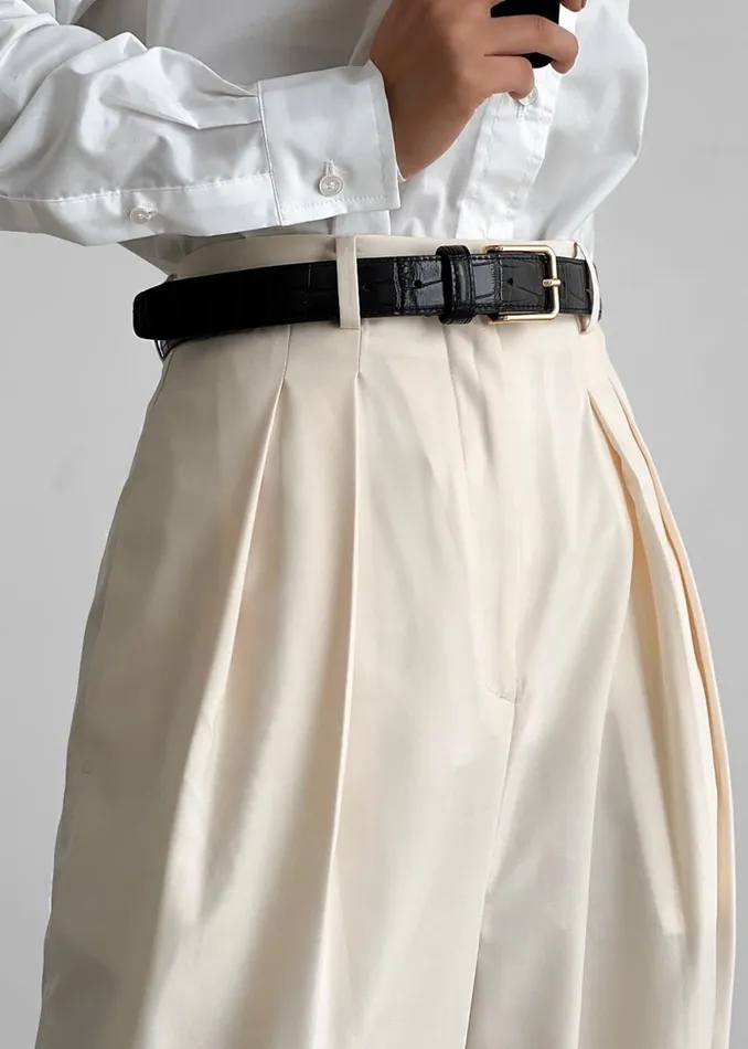 The Frankie Shop Norin CrocEffect Belt 8211 Black Shop Accessories
