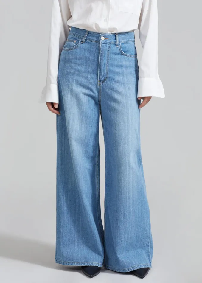 The Frankie Shop Odelle Wide Denim Pants 8211 Worn Wash Shop Denim