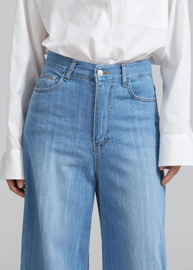 The Frankie Shop Odelle Wide Denim Pants 8211 Worn Wash Shop Denim